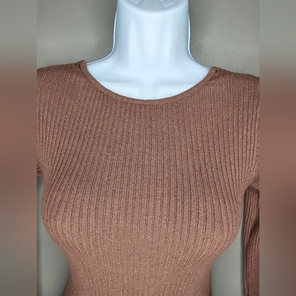 SHEIN Knit Very Soft Stretchy Ribbed Brown Midi Sweater Dress. Sz:Small/4. EUC - Picture 2 of 10